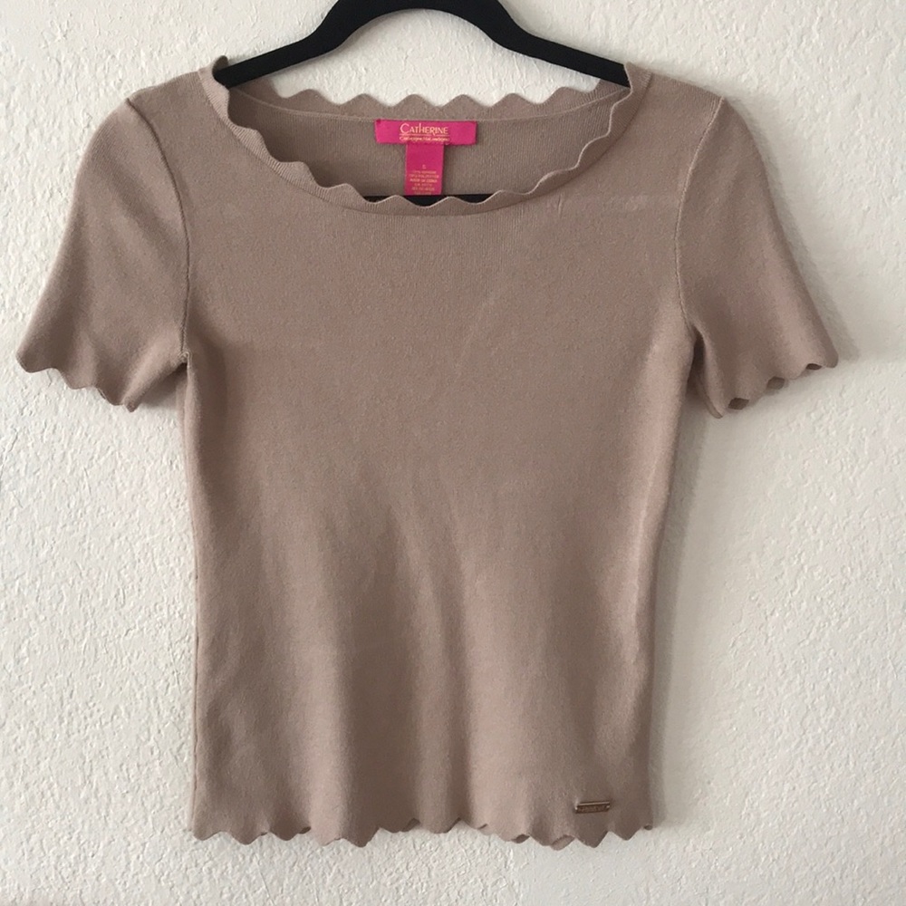Catherine Malandrino Scalloped Sweater Top